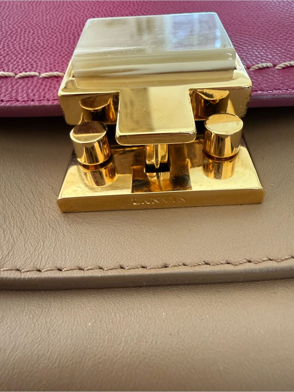 Lanvin Pink and Tan Shoulder Crossbody with Gold Hardware - Picture 2 of 10